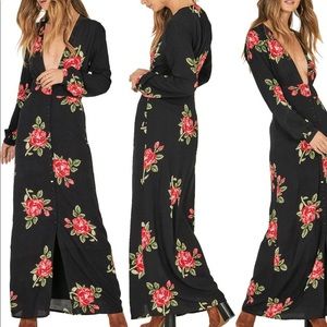 Amuse society all button up floral maxi dress